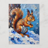Brown Squirrel in the Snow Briefkaart (Voorkant)