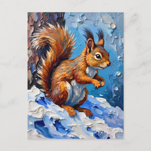 Brown Squirrel in the Snow Briefkaart (Voorkant)