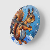 Brown Squirrel in the Snow Ronde Klok (Hoek)