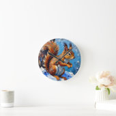 Brown Squirrel in the Snow Ronde Klok (Huis)