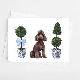 Brown Standaard Poedel Hond Puppy Topiary Waterver Kaart