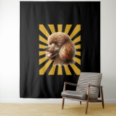 Brown Standard Poodle Retro Sunburst Wandkleed (In situ)