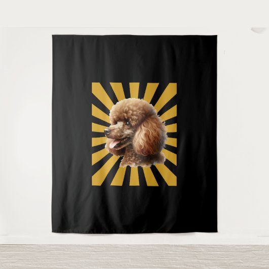 Brown Standard Poodle Retro Sunburst Wandkleed (Voorkant)