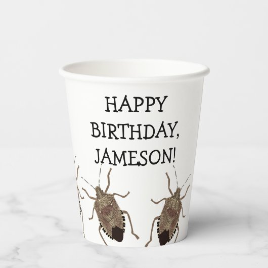 Brown Stink Bug Illustration Personalized Party Papieren Bekers (Achterkant)