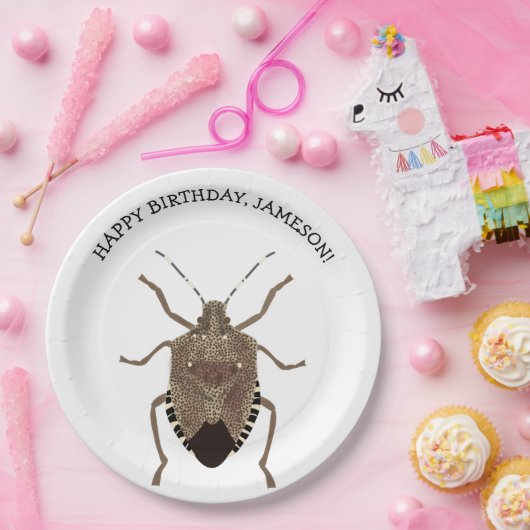 Brown Stink Bug Illustration Personalized Party Papieren Bordje (Feest)