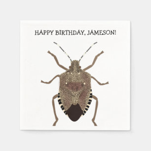 Brown Stink Bug Illustration Personalized Party Servet