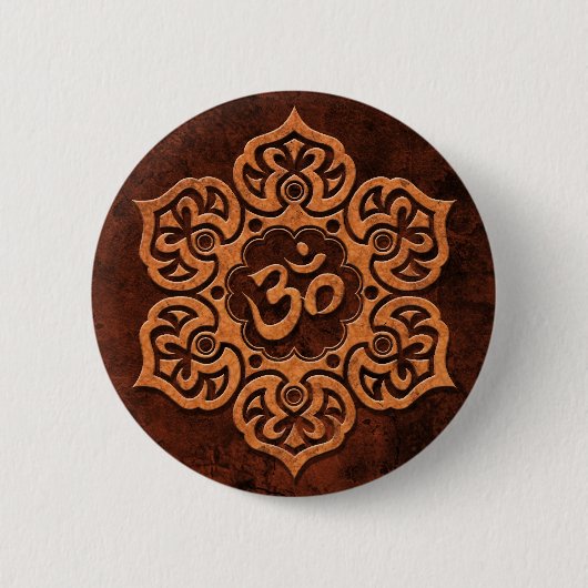 Brown Stone Floral Om Ronde Button 5,7 Cm (Voorkant)
