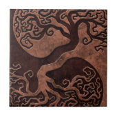 Brown Stone Yin Yang Trees Tegeltje (Voorkant)