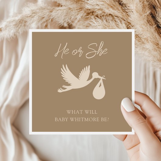 Brown Stork Baby Delivery He or She Gender Reveal Servet