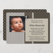 Brown Stripe Boys foto doop Kaart (Voorkant / Achterkant)