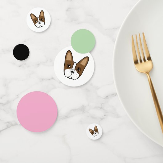 Brown Stripe Franse Bulldog Gezicht Tafel Confetti (Groep)