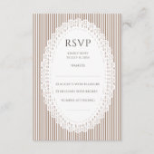 Brown Stripe Lace Doily Wedding RSVP Enclosure Informatiekaartje (Voorkant)