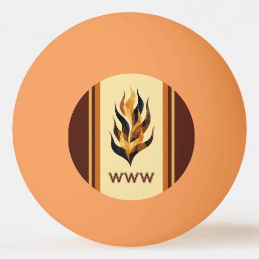 Brown Stripes and Orange Dragon Flames Monogram Pingpongbal (Voorkant)