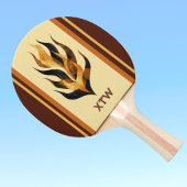 Brown Stripes and Orange Dragon Flames Monogram Tafeltennisbatje