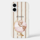 Brown Stripes Globe World Case-Mate iPhone Case (Achterkant)