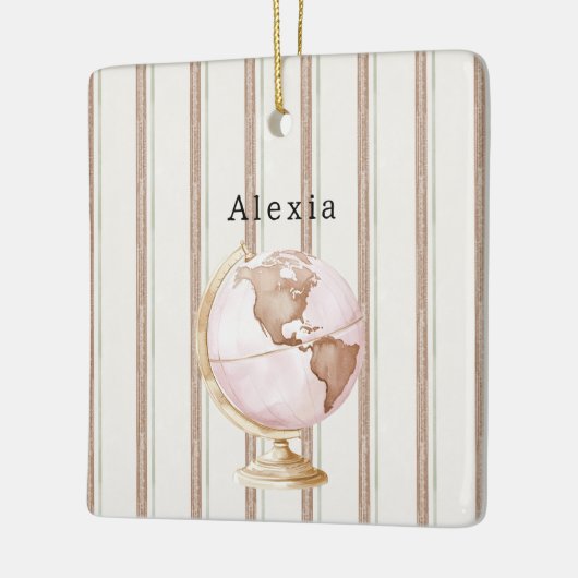 Brown Stripes Globe World Keramisch Ornament (Links)