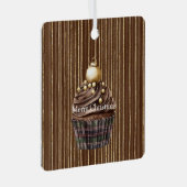 Brown Stripes Gold Ornament Christmas Cupcake   (Voorkant Rechts)