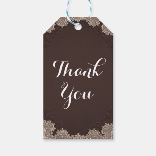 Brown Suede Leather Lace Western Wedding Cadeaulabel (Voorkant)