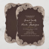 Brown Suede Leather  Lace Western Wedding Kaart (Voorkant / Achterkant)