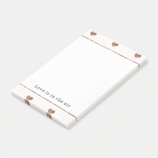 Brown Sugar Blush Pink Glitter Hearts  Post-it® Notes (Schuin)