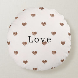 Brown Sugar Glitter Hearts Love Valentine's Rond Kussen