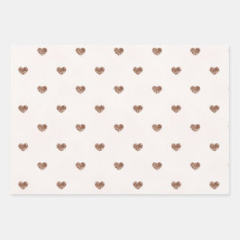 Brown Sugar Pink Glitter Hearts Birthday Inpakpapier Vel