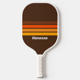 Brown Sugar Retro Dwars Strepen met Naam Pickleball Paddle