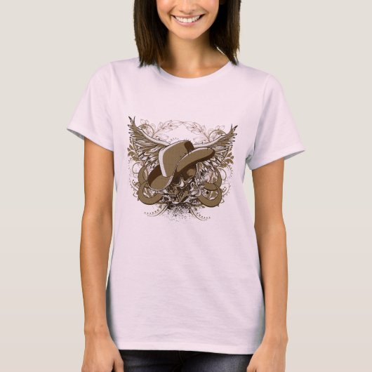 Brown Sugar Skull Cowboy Pet & Egle Wings T-shirt (Voorkant)