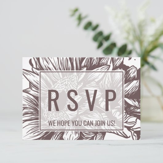 Brown Sunflower Song Request RSVP Kaart (Staand voorkant)