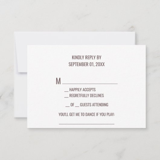 Brown Sunflower Song Request RSVP Kaart (Achterkant)