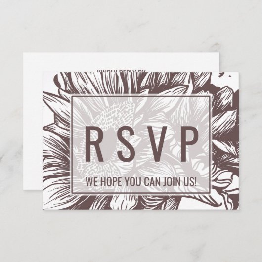 Brown Sunflower Song Request RSVP Kaart (Voorkant / Achterkant)