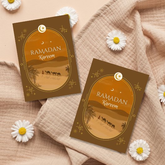 Brown Sunset Oasis Ramadan Wenskaart Kaart