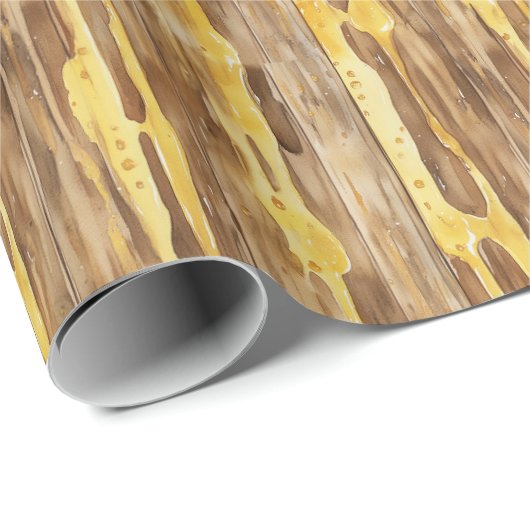 Brown Sweet Gold Honey Yellow Drips Christmas Cadeaupapier (Rol Hoek)