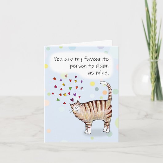 Brown Tabby Cat I love you Folded Greeting Card Kaart (Voorkant)