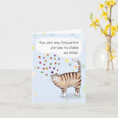 Brown Tabby Cat I love you Folded Greeting Card Kaart (Gele Bloem)