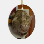 Brown Tabby Cat kerstversiering Keramisch Ornament (Rechts)
