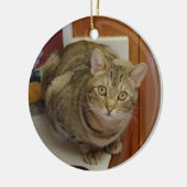 Brown Tabby Cat kerstversiering Keramisch Ornament (Links)