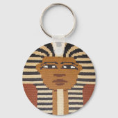 Brown Tan Black Pharaoh King Tut Crochet Print op Sleutelhanger (Voorkant)