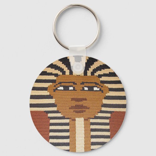Brown Tan Black Pharaoh King Tut Crochet Print op Sleutelhanger (Voorkant)