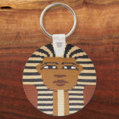 Brown Tan Black Pharaoh King Tut Crochet Print op Sleutelhanger (Voorkant)