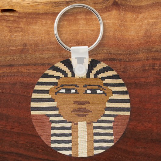 Brown Tan Black Pharaoh King Tut Crochet Print op Sleutelhanger (Voorkant)