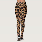 Brown Tan Black Spots Pattern Safari Leopard Print Leggings (Achterkant)