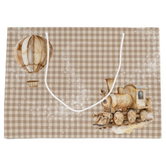 BROWN TAN BOHO BABY SPEELGOED TREIN & BALLON GROOT CADEAUZAKJE