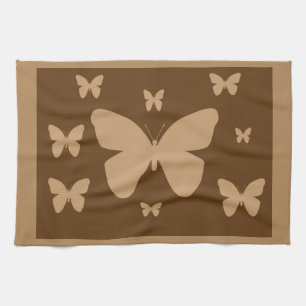 Brown Tan Butterflies Towel Theedoek
