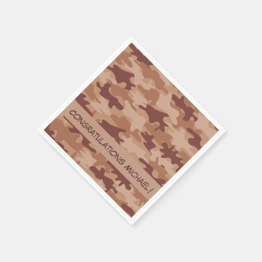 Brown Tan Camo Camouflage feliciteert naam Servet (Hoek)