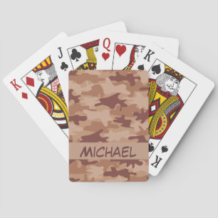 Brown Tan Camo Camouflage Naam Gepersonaliseerde P Pokerkaarten