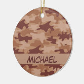 Brown Tan Camo Camouflage Naam op persoonlijke tit Keramisch Ornament (Links)