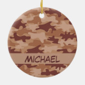 Brown Tan Camo Camouflage Naam op persoonlijke tit Keramisch Ornament (Achterkant)