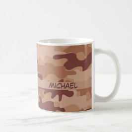 Brown Tan Camo Camouflage Naam op persoonlijke tit Koffiemok
