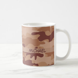 Brown Tan Camo Camouflage Naam op persoonlijke tit Koffiemok